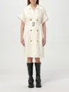 Burberry Waist Belted Short Sleeves Epaulettes Lapels In White