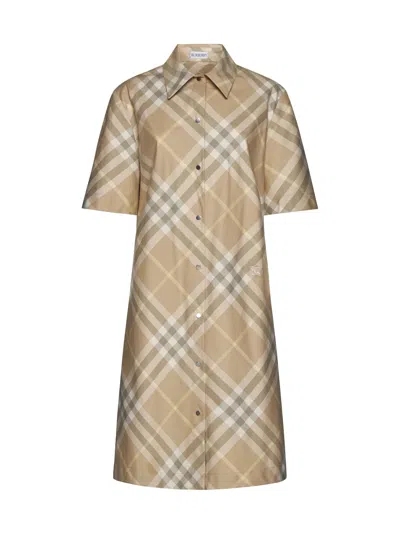 Burberry Dress In Flax Ip Check