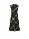 Burberry Sleeveless Nova Check Pattern Midi Dress In Green
