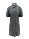 Burberry Straight-point Collar Cotton-blend Dress In Grey