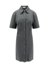 Burberry Straight-point Collar Cotton-blend Dress In Grey