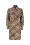 Burberry Waist Belted Shirt Dress With Checked Pattern In Lindenipcheck