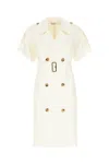 Burberry Waist Belted Short Sleeves Epaulettes Lapels In Pelican