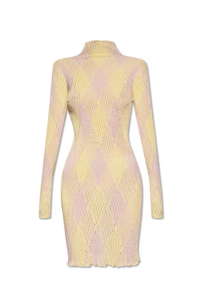 Burberry Dress With Standing Collar In Gold