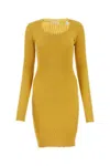 Burberry Mustard Stretch Wool Blend Dress In Yellow