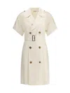 Burberry Waist Belted Short Sleeves Epaulettes Lapels