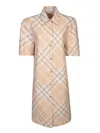 Burberry Signature Check Button-front Shirtdress In Beige