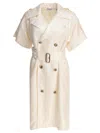 Burberry Waist Belted Short Sleeves Epaulettes Lapels In Beige