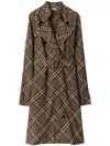 Burberry Check Silk Blend Trench Dress In Beige