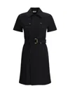 Burberry Waist Belted Midi Dress With Button Detailing In Black