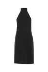 Burberry Funnel-neck Silk Bib Dress In Black