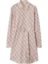 Burberry Check Belted Long-sleeve Mini Shirtdress In Floss Ip Check