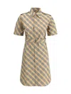 Burberry Classic Check Cotton Dress With Belted Waist In Multi