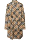 Burberry Vintage Check Long Sleeved Shirt Dress In Brown