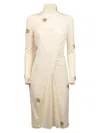 Burberry Ivory Long-sleeve Star Motif Gathered Silk Viscose Dress In White