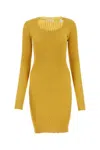 Burberry Mustard Stretch Wool Blend Dress In Yellow