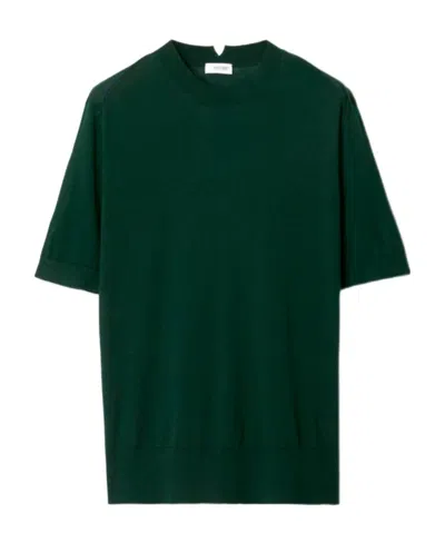 Burberry Drop-shoulder Wool Knitted Top In Green