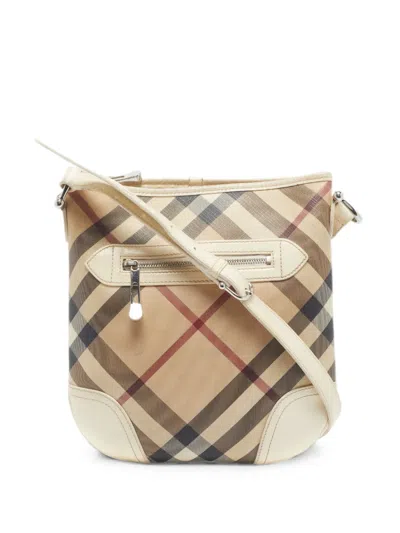 Pre-owned Burberry Dryden Supernova Check Crossbody Bag In Neutral