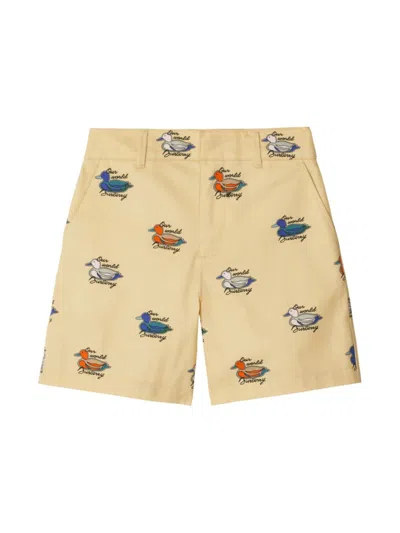 Burberry Duck Cotton Shorts In Neutrals
