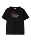 Burberry Duck Cotton T-shirt In Blue