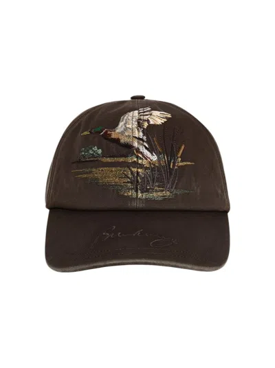 Burberry Duck Gabardine Baseball Cap Juniper In Brown
