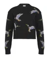 Burberry Wool Crew Neck Sweater With Duck Pattern In Black