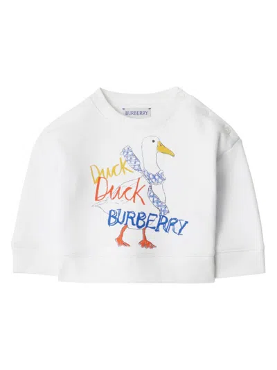 Burberry Babies' Duck-print Cotton Sweatshirt In White