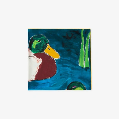 Burberry Duck Silk Scarf In Multicolour