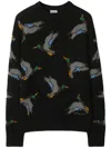 Burberry Wool Sweater With Embroidered Duck Pattern In Black
