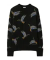 Burberry Wool Sweater With Embroidered Duck Pattern In Black
