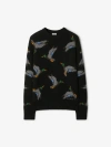 Burberry Wool Sweater With Embroidered Duck Pattern In Black