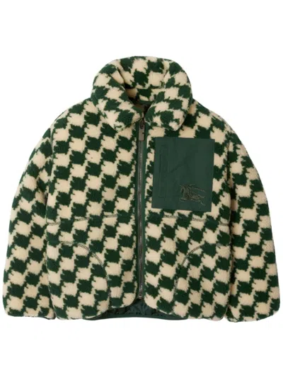 Burberry Duckstooth Fleece Jacket In Green