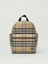 Burberry Kids Beige Check Backpack In Brown