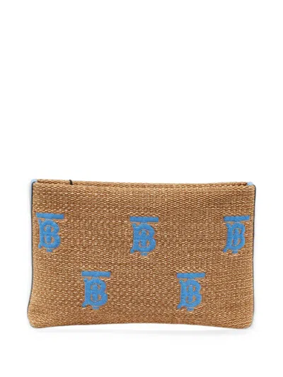 Pre-owned Burberry Duncan Tb Monogram Clutch Bag In Neutrals