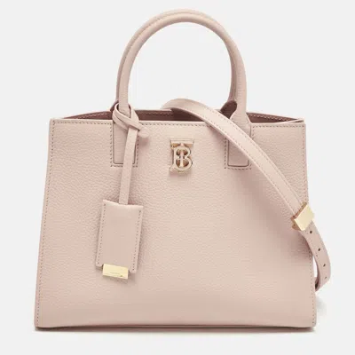 Pre-owned Burberry Dusky Pink Leather Mini Frances Tote