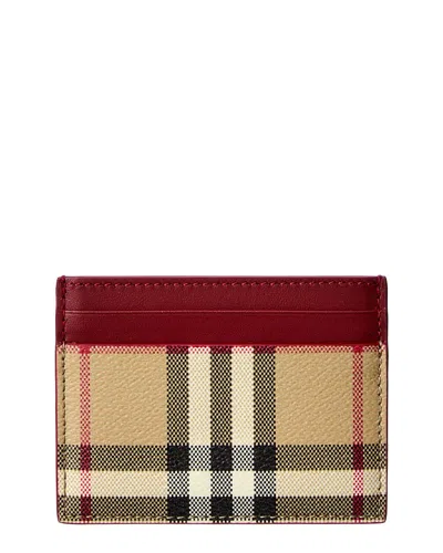 Burberry E-check Canvas & Leather Card Case In Multi