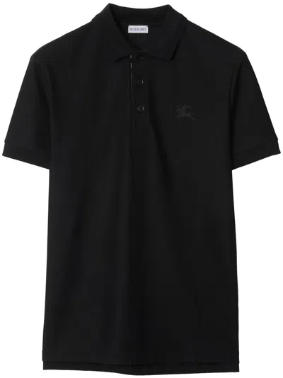 Burberry Eddie Tb Polo Shirt In Black