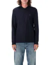 Burberry Ekd Long-sleeve Polo Shirt In Coal Blue