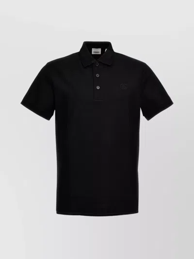 Burberry Eddie Tb Polo Shirt In Black