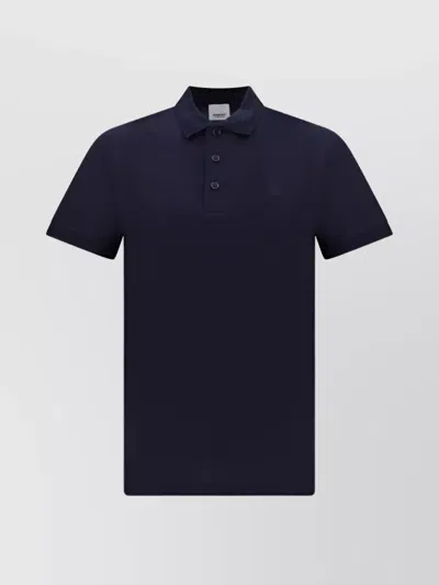 Burberry Eddie Ribbed Collar Polo Shirt With Front Buttons In Black