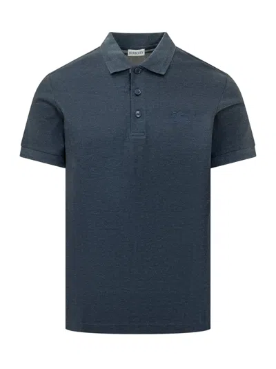 Burberry Eddie Sleeve-cut Polo In Denim Blue