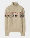 Burberry Edie Ekd-intarsia Aran Knit Crewneck Sweater In Neutral