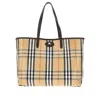 Burberry Tote Highlands M Camel Cuadros In Brown