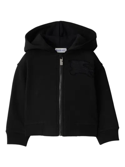 Burberry Babies' Equestrian Knight-appliqué Cotton Hoodie In Black