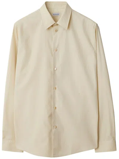 Burberry Edk-embroidered Cotton Shirt In Nutmeg