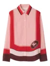 Burberry Regular Fit Knight Stamp Box Silk Shirt In Pink