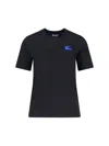 Burberry Black Cotton T-shirt In Blue