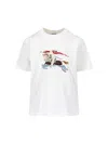 Burberry Graphic Print Crew Neck Short Sleeve Top In White