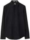 Burberry Tailored Shirt With Curved Hem And Point Collar In 黑色