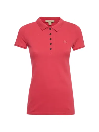 Pre-owned Burberry Cotton Logo Polo Shirt In Pink